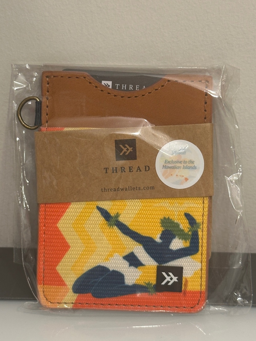 Thread Vertical Leather Wallet with Key Ring